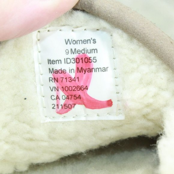 LL Bean Brown Suede Fleece Lined Mountain Moccasin Slippers Size 9 M - Picture 7 of 9